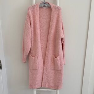 Elegant Pink Open-Front Cardigan